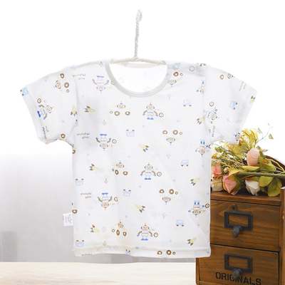 小富蘭克寶寶夏季竹纖維短袖上衣 舒適透氣的兒童內衣衫優選